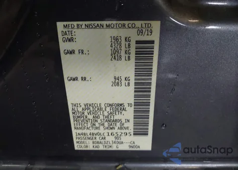 2020 Nissan Altima S Fwd from USA, damaged, VIN 1N4BL4BV0LC165295